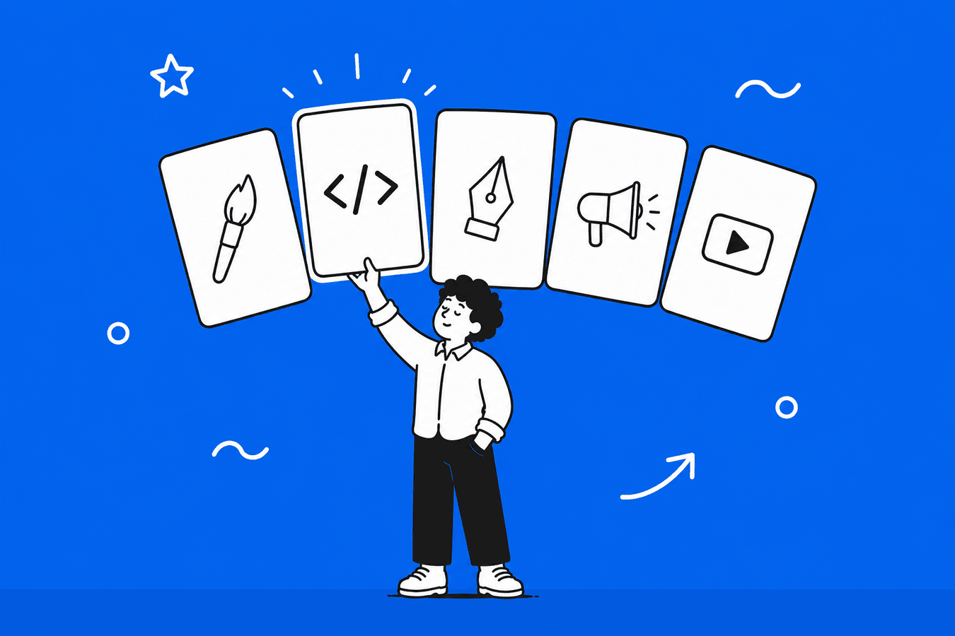 Illustration of a Sri Lankan freelancer choosing an in-demand skill to sell in 2026