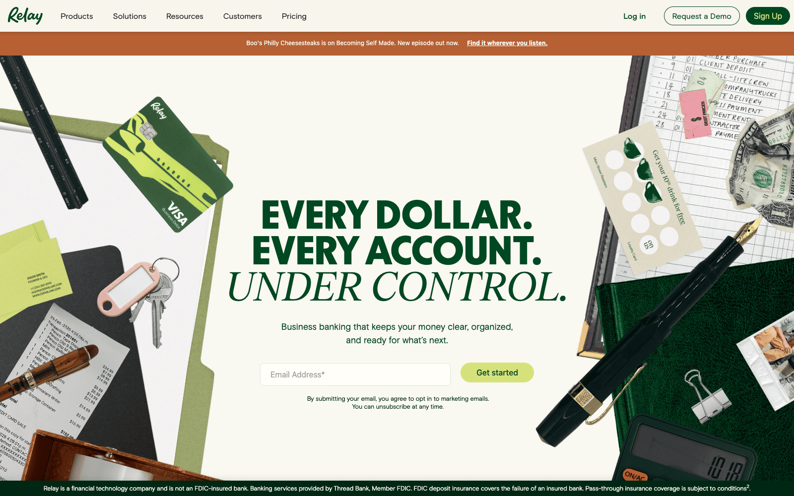 Relay business banking homepage sign-up page