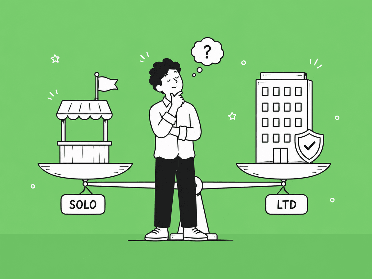 Illustration comparing individual business registration versus private limited company in Sri Lanka
