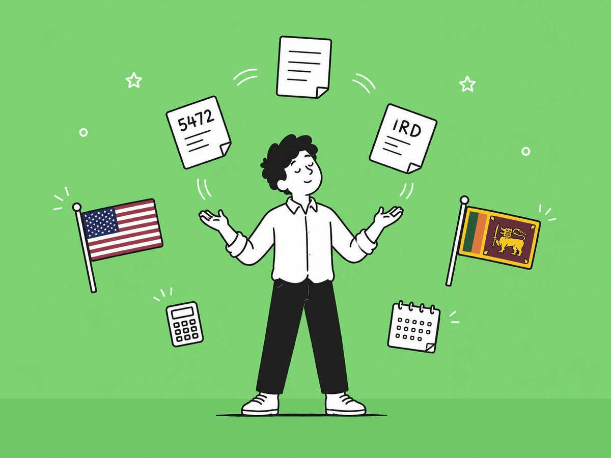 Illustration of US and Sri Lankan tax compliance responsibilities for Mercury account holders
