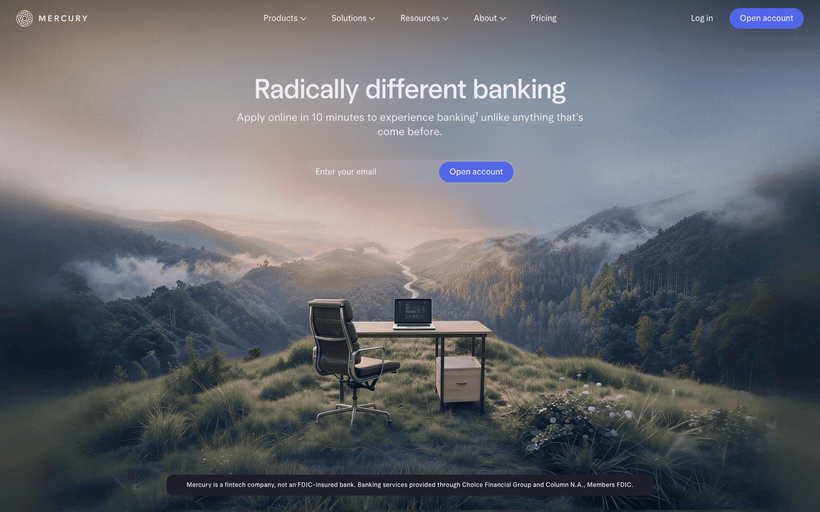 Mercury banking homepage, a popular US banking option for non-resident LLC owners