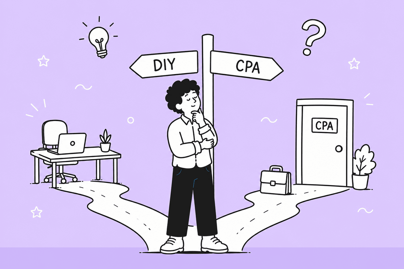 Illustration of choosing between DIY filing and hiring a CPA for US LLC compliance from Sri Lanka