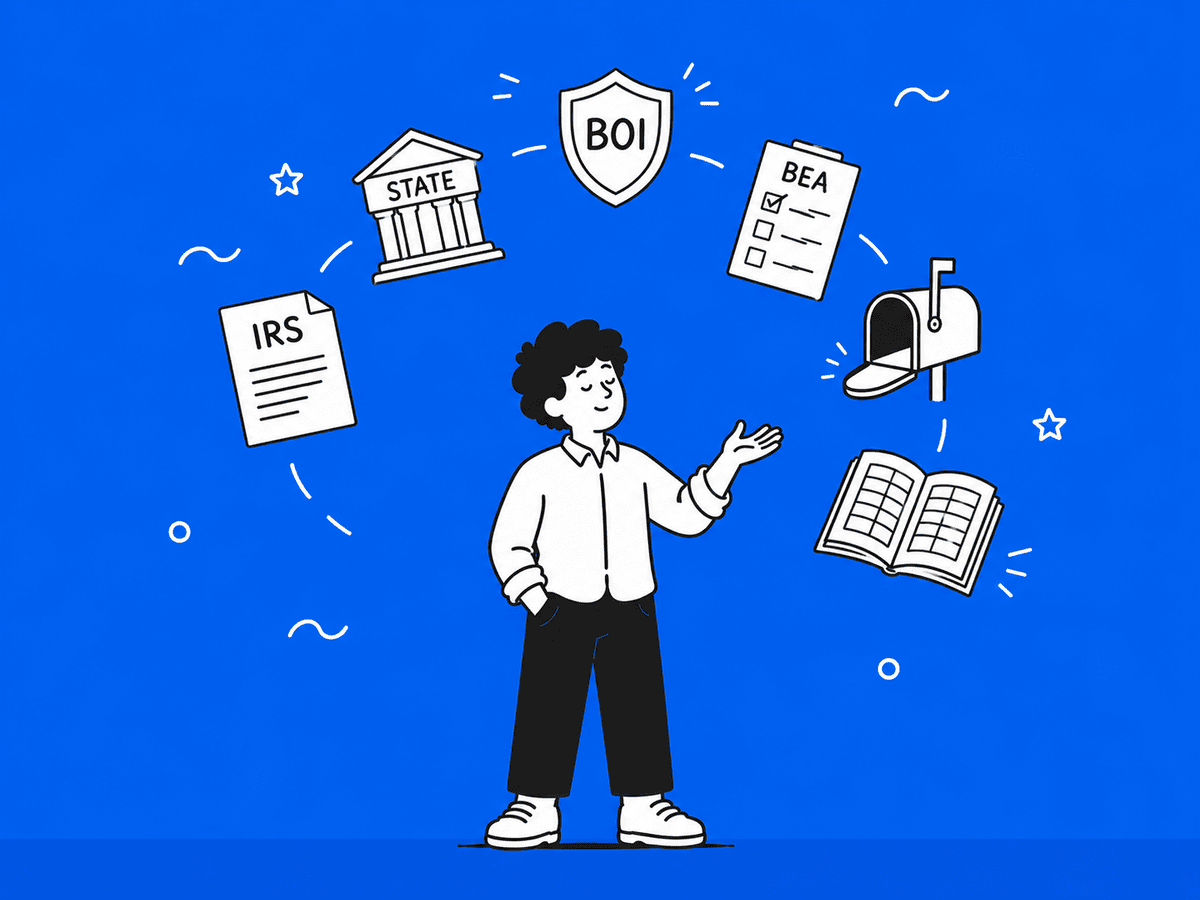 Illustration of the six types of US LLC annual compliance a non-resident Sri Lankan owner must handle