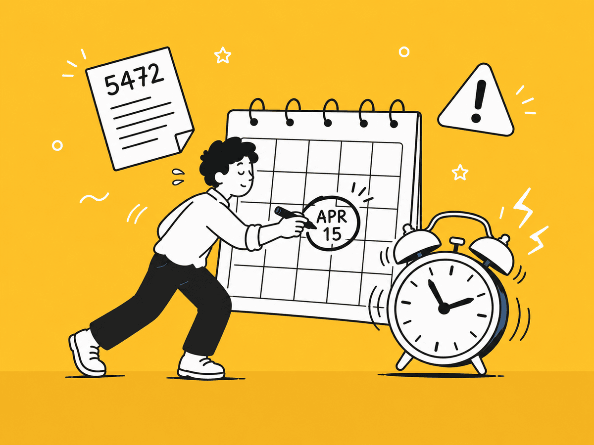 Illustration of the Form 5472 April 15 deadline and penalty risk for Sri Lankan owned US LLCs