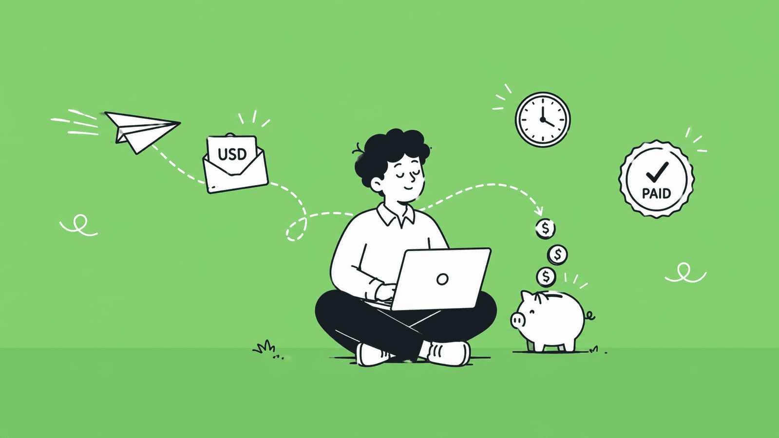 Illustration of a Sri Lankan freelancer receiving international client payments through Wise
